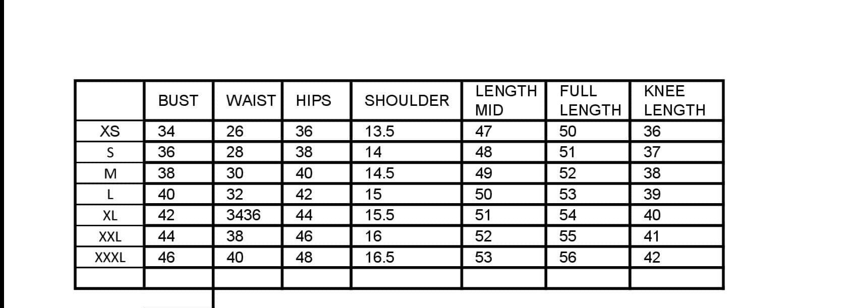 size chart
