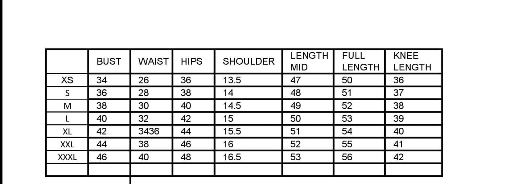 size chart