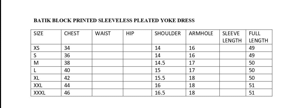 size chart