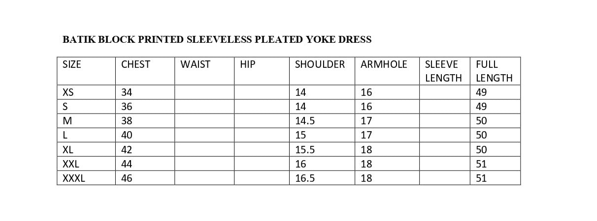 size chart