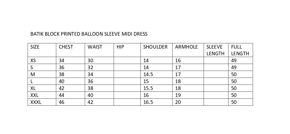 size chart