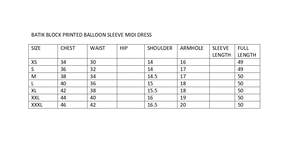 size chart