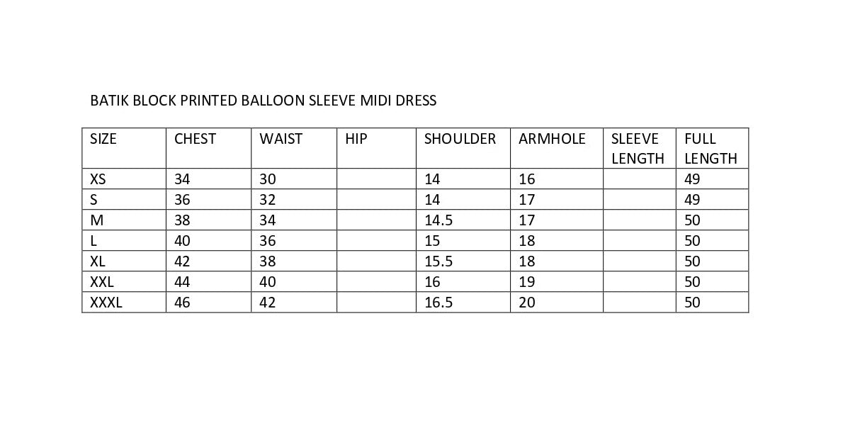 size chart