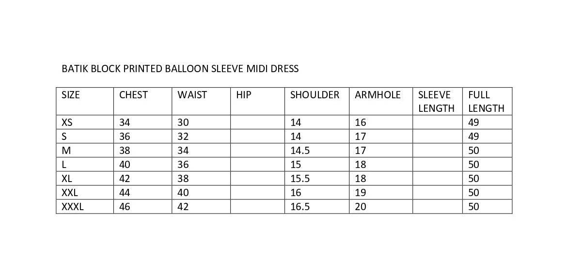 size chart