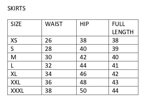 size chart