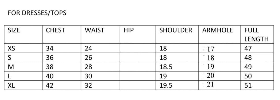 size chart