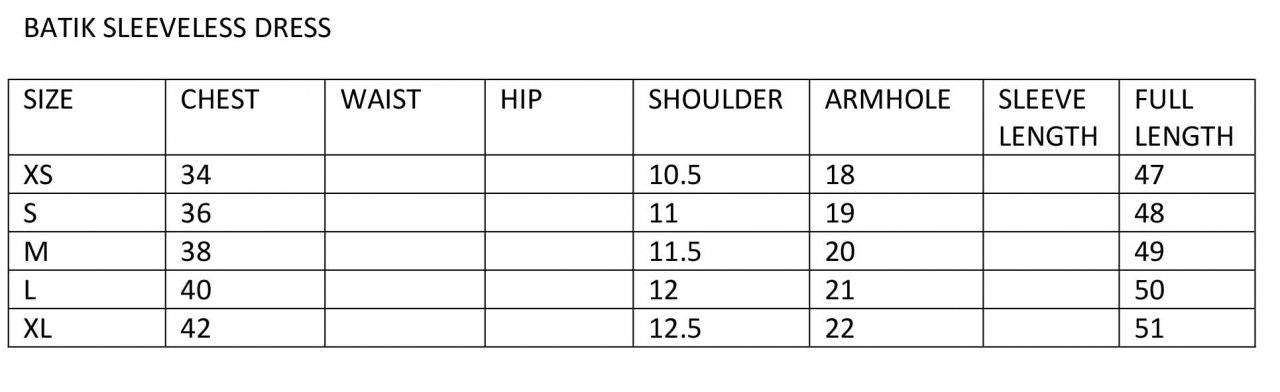size chart