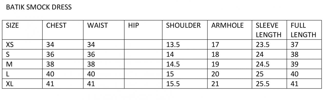 size chart