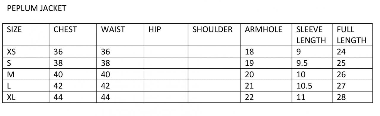 size chart