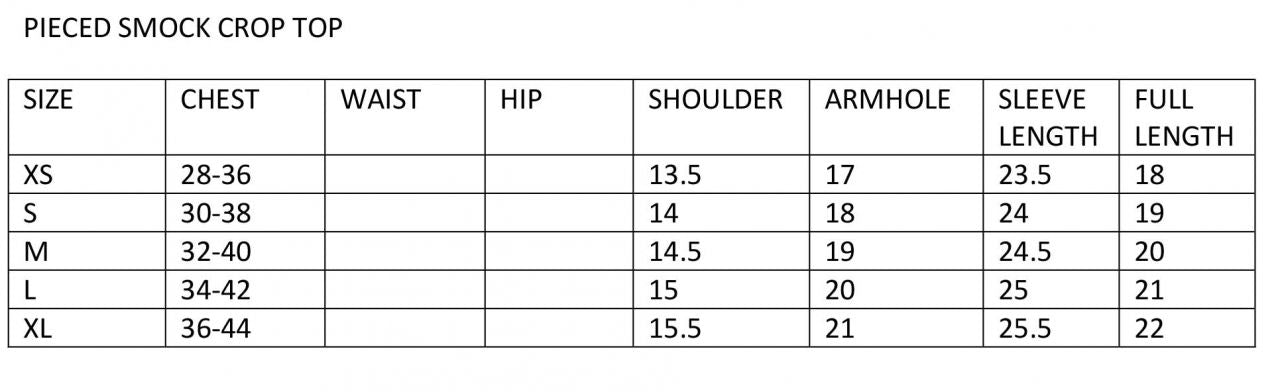 size chart