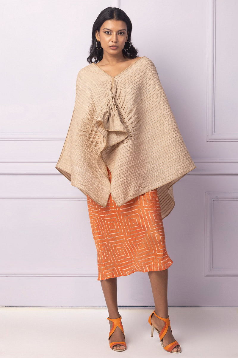 Orange Batik Printed Silk Skirt