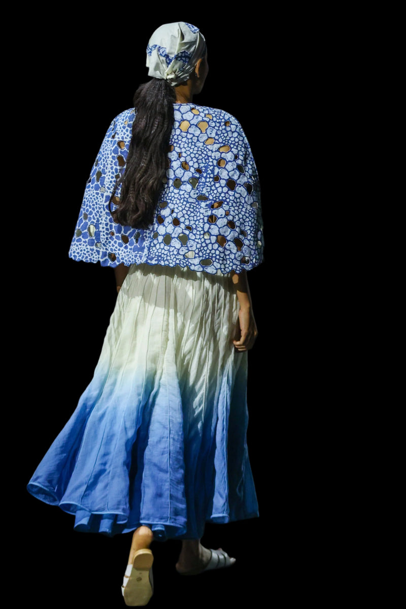 Batik Cutwork Cape-Blue