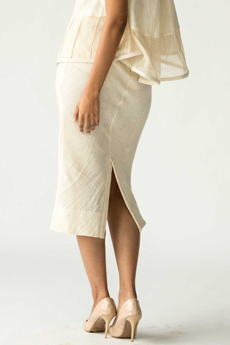 Raw White Pencil Skirt