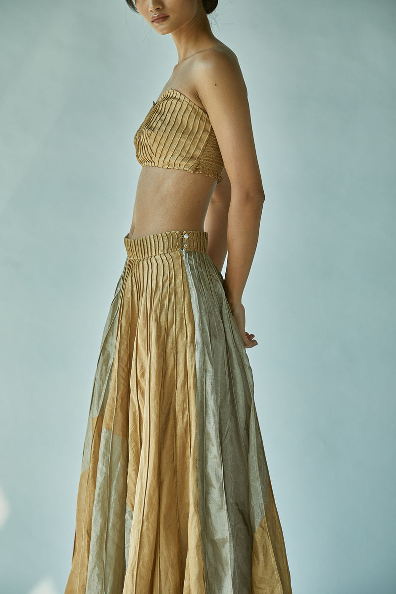 Gold Silver Maxi Skirt With Bustier