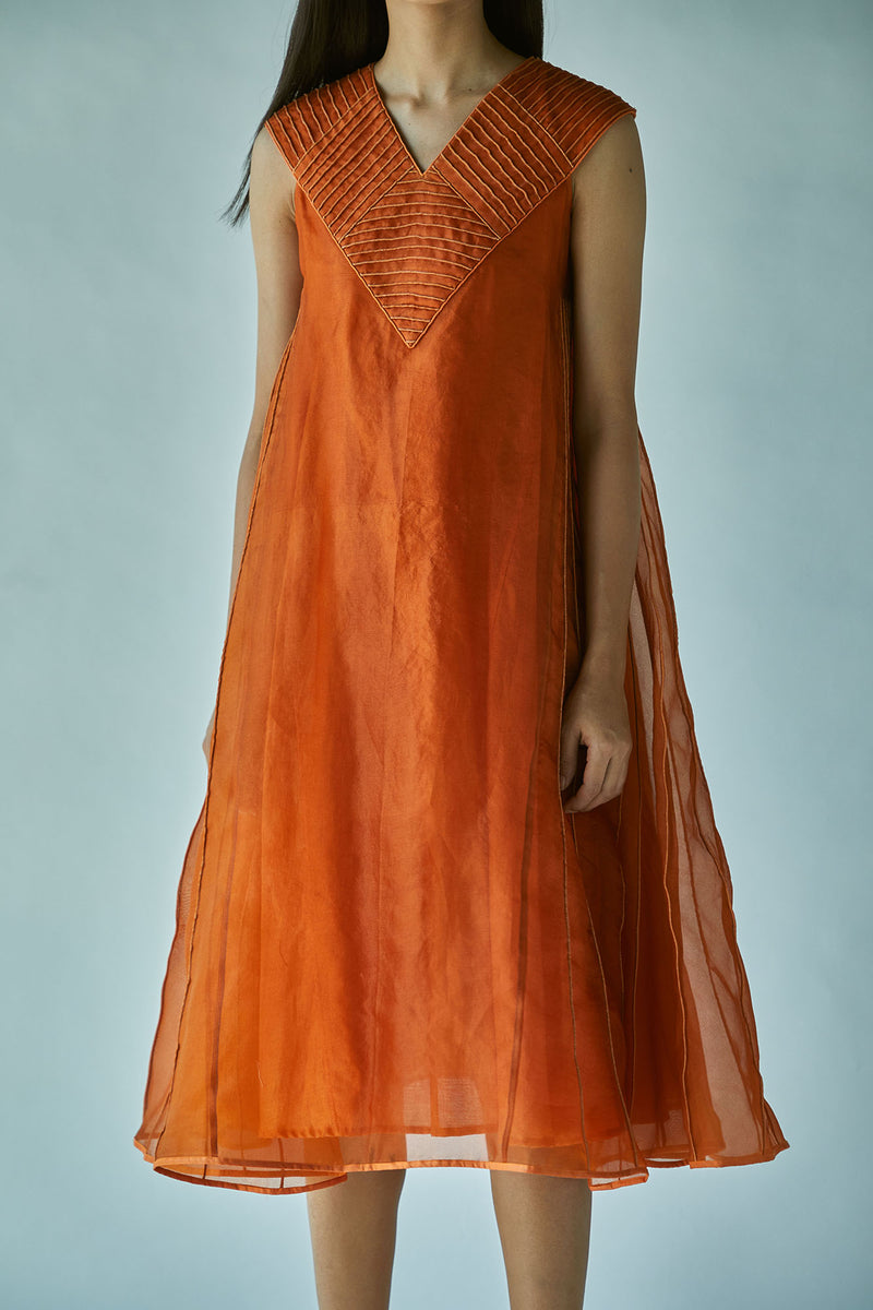 Silk Organza Rust Dress
