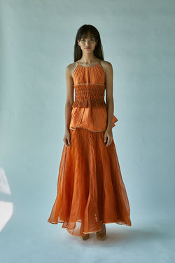 Halter Top With Obi Belt-Rust