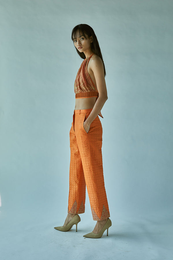 Quilted Rust Pencil Pants